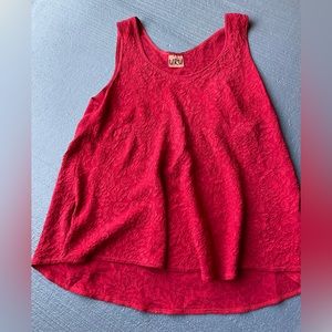 URU Purple 100% Silk Tank embossed, Red